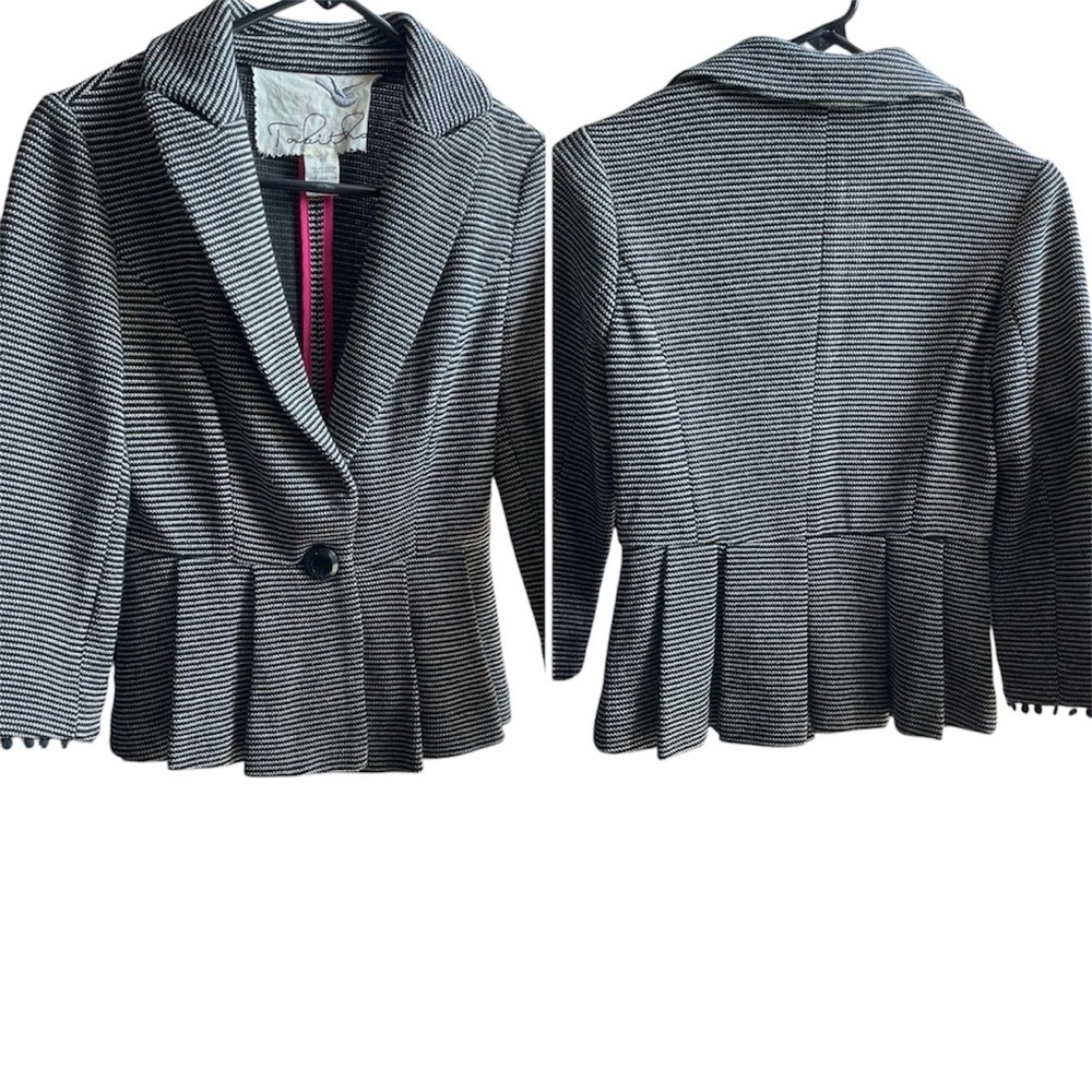 Anthropologie Women's Black and White Jacke,Women's Striped Gray‎ Blazer Size XS - Picture 8 of 8